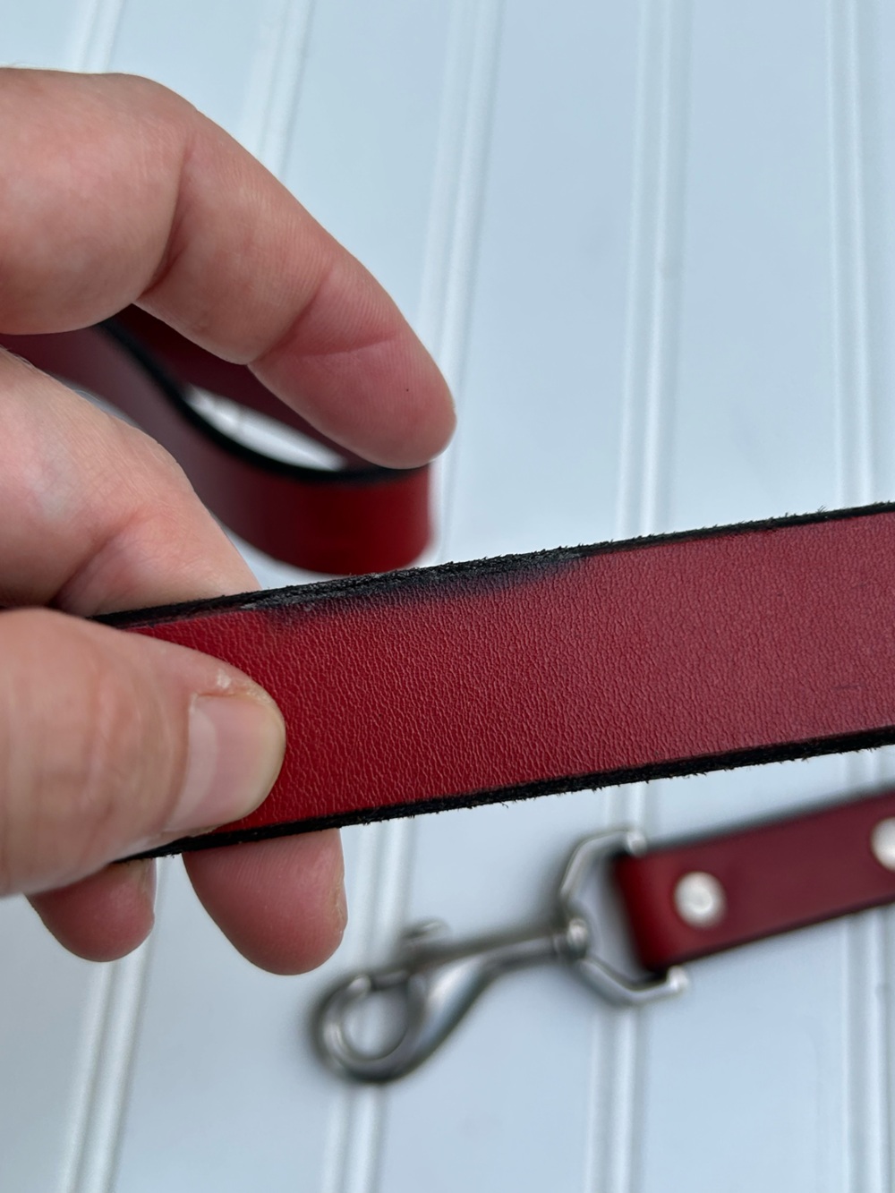 Coach Red Leather Dog Leash Silver Hardware NWOT - Picture 8 of 8